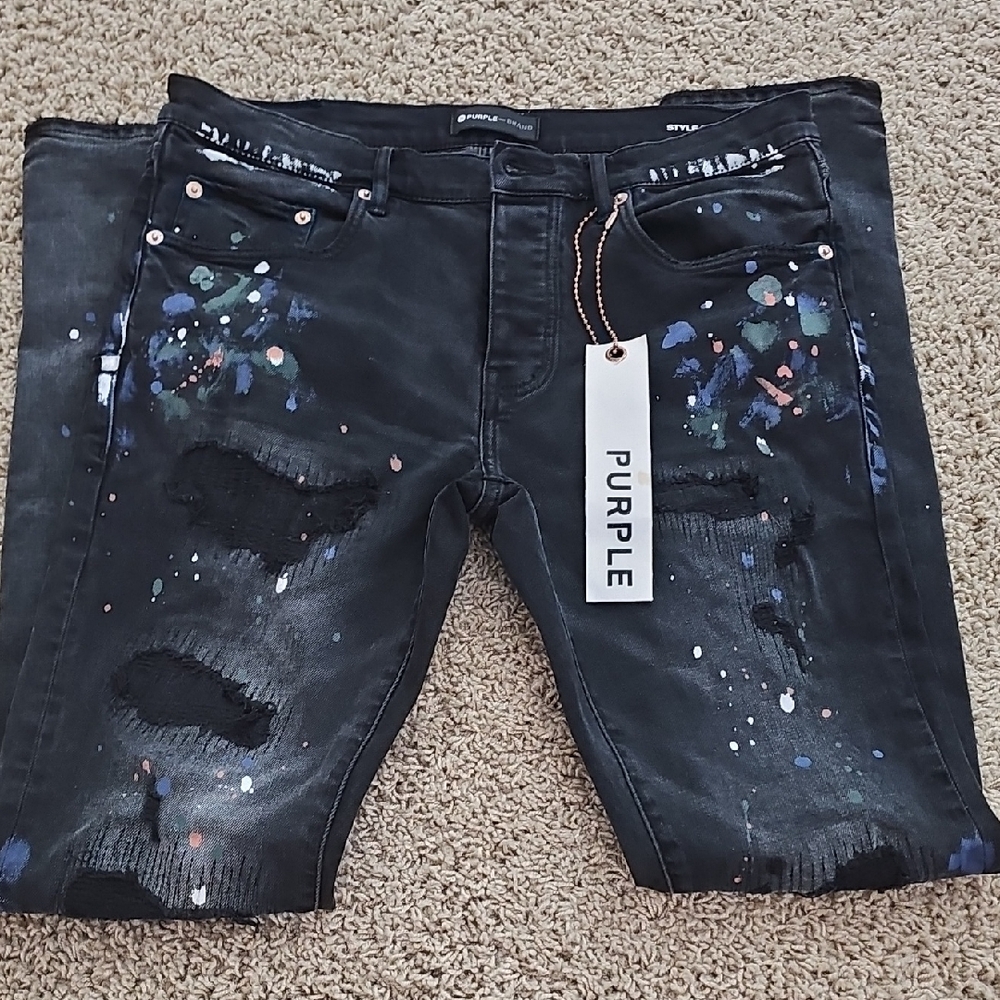 Purple Men's Black Slim Jeans